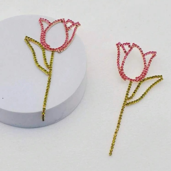 Gemstone Flower Earrings - Picture 2 of 6